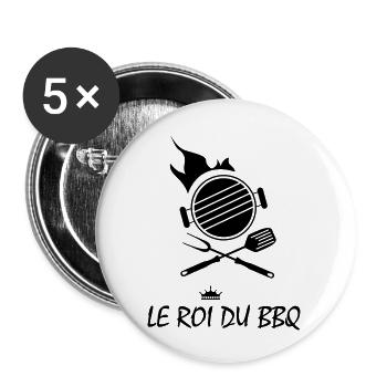 roi bbq barbecue grillade - Lot de 5 grands badges (56 mm) - blanc - Devant
