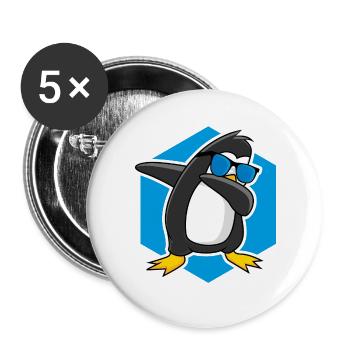Tanzender Pinguin - Buttons groß 56 mm (5er Pack) - Weiß - Vorne