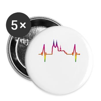 Cologne Battements de coeur Skyline De Cologne Dom LGBT Arc-en-ciel - Lot de 5 grands badges (56 mm) - blanc - Devant