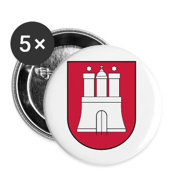 Hamburg Wappen - Buttons groß 56 mm (5er Pack) - Weiß - Vorne