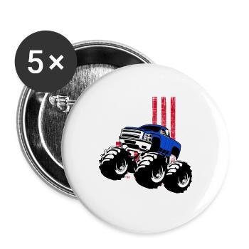 Drapeau des États-Unis Monster Truck Gift | Monster Truck - Lot de 5 grands badges (56 mm) - blanc - Devant