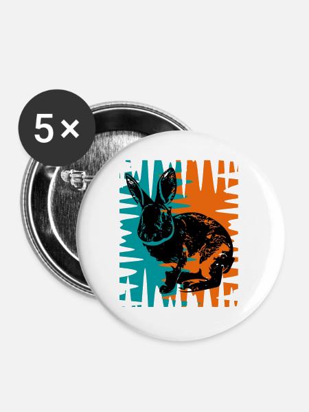 Rabbit - Buttons groß 56 mm (5er Pack) - Weiß