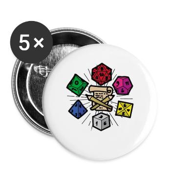 PAPER PEN AND DICE RPG Fantasy Role Playing Game - Buttons large 2.2''/56 mm (5-pack) - white - Front