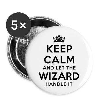 keep calm let wizard handle it - Buttons large 2.2''/56 mm (5-pack) - white - Front