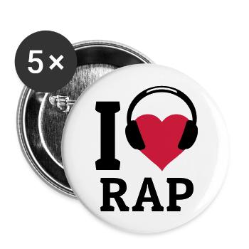 I love Rap - Lot de 5 grands badges (56 mm) - blanc - Devant