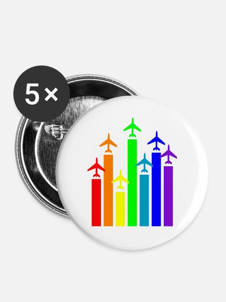 Flugzeug-Pilot Luftfahrt - Buttons groß 56 mm (5er Pack) - Weiß