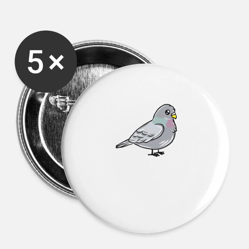 Taube - Buttons groß 56 mm (5er Pack) - Weiß