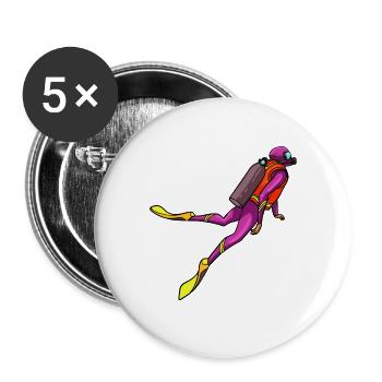 Diving Diver Dive Scuba Diver Gift - Buttons large 2.2''/56 mm (5-pack) - white - Front
