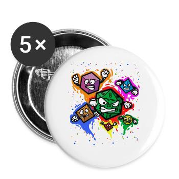 Fantasy RPG Würfel Spiel Tabletop Spiel Spieler - Buttons groß 56 mm (5er Pack) - Weiß - Vorne