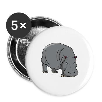 Hippopotame hippopotame safari drôle drôle - Lot de 5 grands badges (56 mm) - blanc - Devant