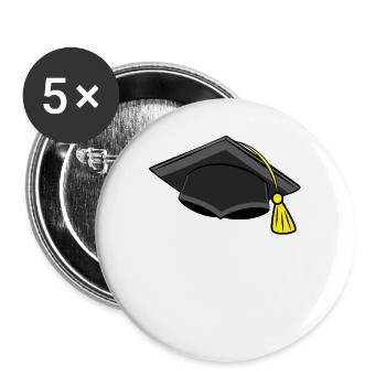Doktorhut Student Doktor Studium Abitur Abschluss - Buttons groß 56 mm (5er Pack) - Weiß - Vorne