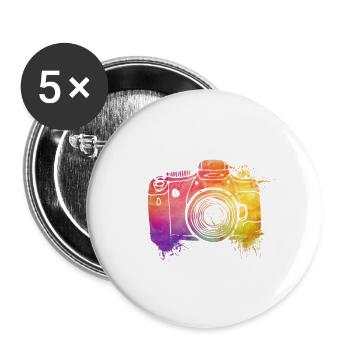 Cadeau de photographe | Appareil photo - Lot de 5 grands badges (56 mm) - blanc - Devant