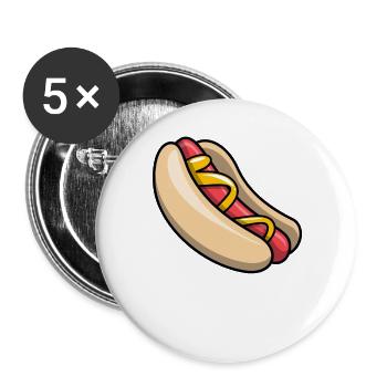 Hotdog Hot Dog Fast Food Stand Bosna Lustiges - Buttons groß 56 mm (5er Pack) - Weiß - Vorne
