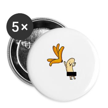 Nackte Banane lustiges Motiv - Buttons groß 56 mm (5er Pack) - Weiß - Vorne