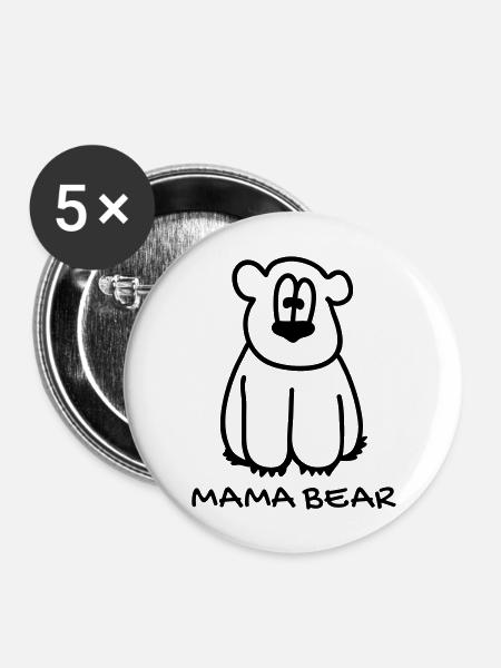 Mama bear - Buttons groß 56 mm (5er Pack) - Weiß