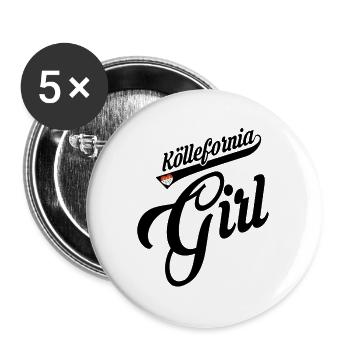 Kölle Girl Kölsch Mädche Kölnerin Köln - Buttons groß 56 mm (5er Pack) - Weiß - Vorne