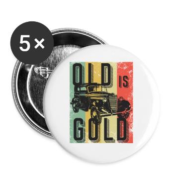 CAR Old is gold - Buttons groß 56 mm (5er Pack) - Weiß - Vorne