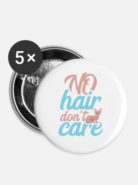 NO HAIR DONT CARE SPHINX CAT - Buttons/Badges stor, 56 mm (5-pack) - hvid