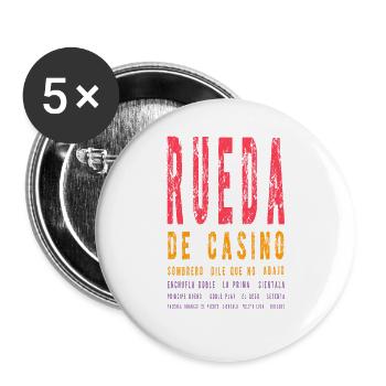 Rueda Salsa Kuba Tanz T-Shirt - Buttons groß 56 mm (5er Pack) - Weiß - Vorne