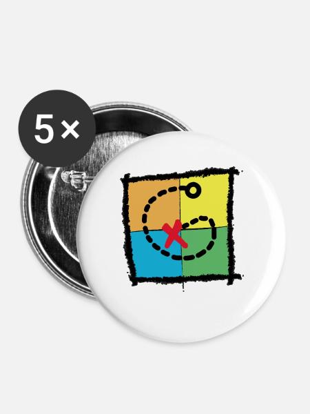 GEOCATCHER Schatzkarte GEOCACHING - Buttons groß 56 mm (5er Pack) - Weiß