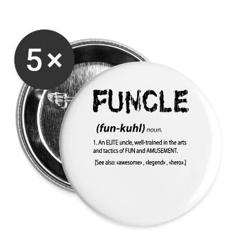 Funcle Onkel - Buttons groß 56 mm (5er Pack) - Weiß - Vorne