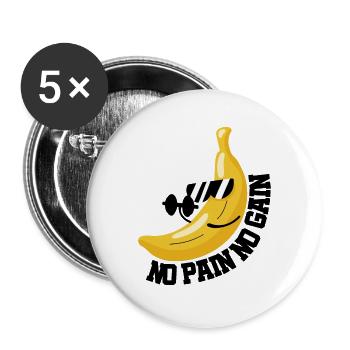 SANS DOULEUR SANS GAIN BANANA - Lot de 5 grands badges (56 mm) - blanc - Devant