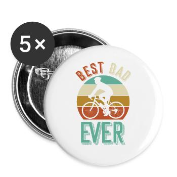 Bike Best dad ever - Buttons large 2.2''/56 mm (5-pack) - white - Front