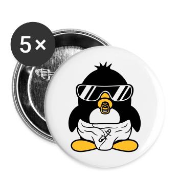 penguin baby child pacifier diaper sunglasses lu - Buttons large 2.2''/56 mm (5-pack) - white - Front