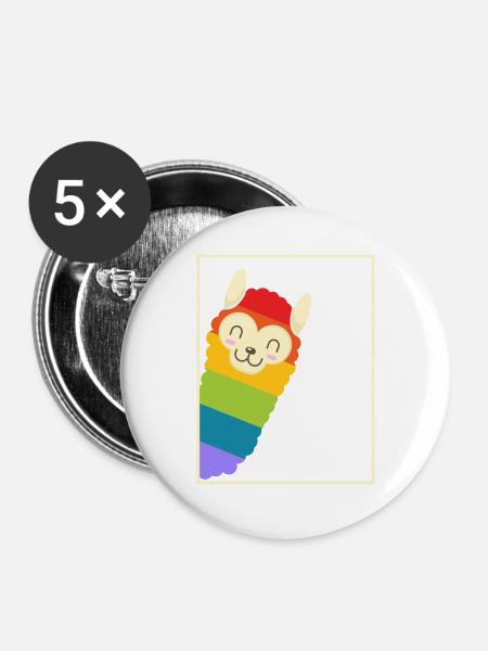 RAINBOW ALPACA - Buttons groß 56 mm (5er Pack) - Weiß