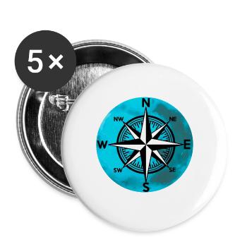 Compass Planet Wind Rose Travel Nautical - Buttons large 2.2''/56 mm (5-pack) - white - Front