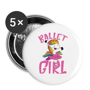 Ballet Einhorn im Glitzerlook - Buttons groß 56 mm (5er Pack) - Weiß - Vorne