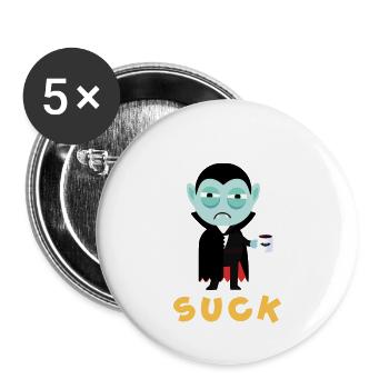 Getting up early is stupid vampires - Buttons large 2.2''/56 mm (5-pack) - white - Front