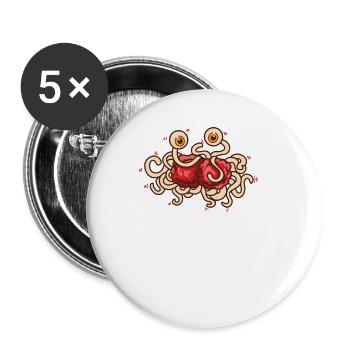 Spaghettimonster Pastafarianismus Pastafari - Buttons groß 56 mm (5er Pack) - Weiß - Vorne