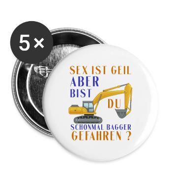 Bagger Shirt • Bagger fahren • Bagger Geschenke - Buttons groß 56 mm (5er Pack) - Weiß - Vorne