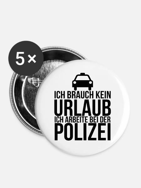 Polizist - Buttons groß 56 mm (5er Pack) - Weiß