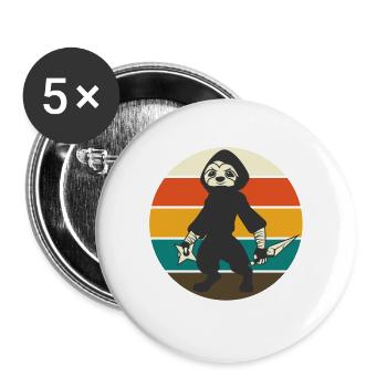 NINJA SLOTH PARESSEUX - Lot de 5 grands badges (56 mm) - blanc - Devant
