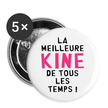 Kiné / Kinesitherapeute / Kinésithérapie / Masseur - Lot de 5 grands badges (56 mm) - blanc - Devant