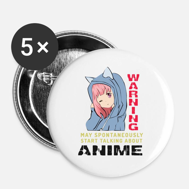 Anime Chat Funny - Buttons large 2.2''/56 mm (5-pack) - white