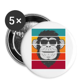 MONKEY SUNGLASSES VINTAGE - Buttons groß 56 mm (5er Pack) - Weiß - Vorne