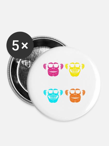 MONKEY RETRO SUNGLASSES - Buttons groß 56 mm (5er Pack) - Weiß