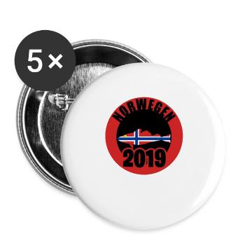 Norwegen Angler Tshirt 2019 Dorsch Hochsee Angeln - Buttons groß 56 mm (5er Pack) - Weiß - Vorne