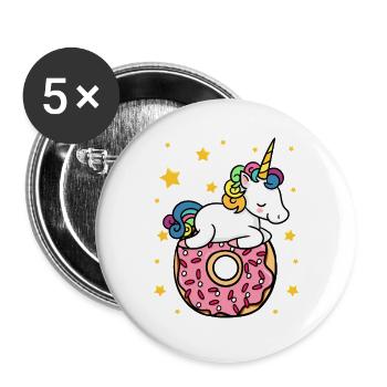Unicorn Donut - Buttons groß 56 mm (5er Pack) - Weiß - Vorne
