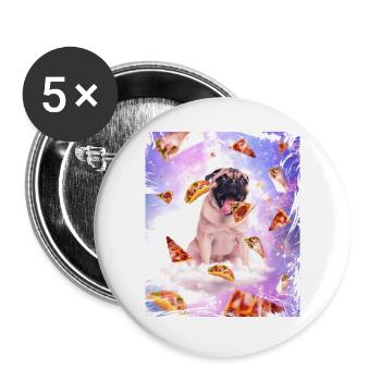 Pug Galaxy Tacos Pizza Burrito Gift Idea Dog - Buttons large 2.2''/56 mm (5-pack) - white - Front