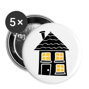 nacht licht fenster dunkel schwarz süßes kleines h - Buttons groß 56 mm (5er Pack) - Weiß - Vorne