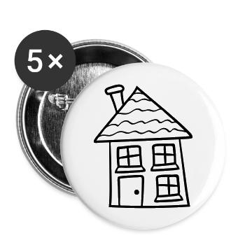 süßes kleines haus häuschen eigenheim bauen bauher - Buttons groß 56 mm (5er Pack) - Weiß - Vorne