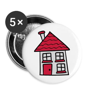 süßes kleines haus häuschen eigenheim bauen bauher - Buttons groß 56 mm (5er Pack) - Weiß - Vorne