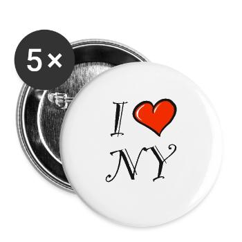 I Love NY. New York - Buttons groß 56 mm (5er Pack) - Weiß - Vorne