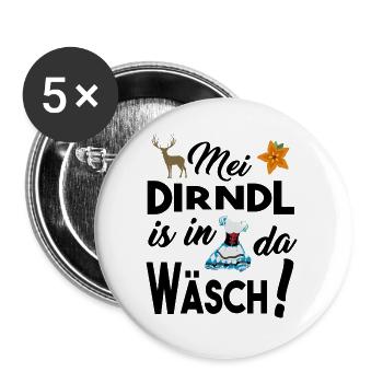 Dirndl Damen - Dirndl in da Wäsch - Buttons groß 56 mm (5er Pack) - Weiß - Vorne