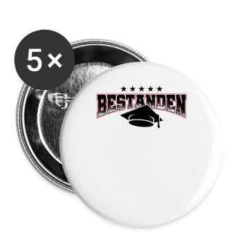 Bachelor Master Abschluss Promotion Sponsion Uni - Buttons groß 56 mm (5er Pack) - Weiß - Vorne
