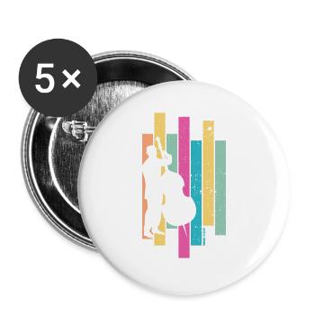 Kontrabass Retro 80er Kontrabassist Jazz Geschenk - Buttons groß 56 mm (5er Pack) - Weiß - Vorne